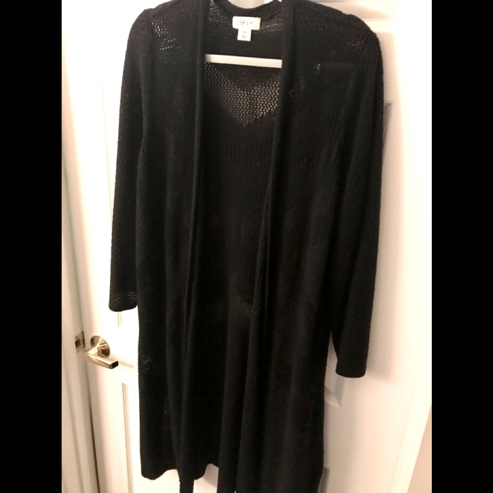Long black cardigan duster